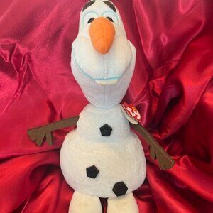 Ty Sparkle Beanie Baby Olaf the Snowman plush toy DISNEY with Santa hat‎